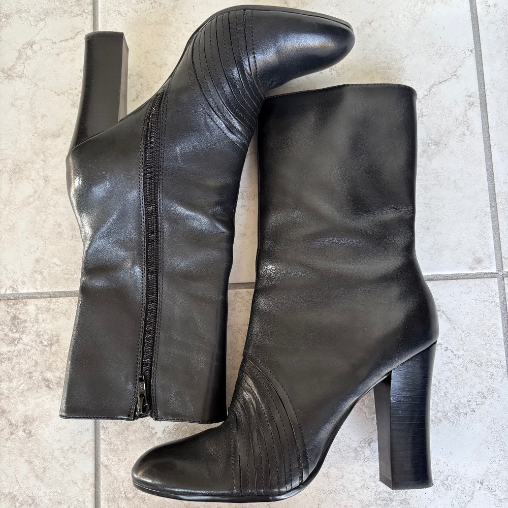 Zerion Genuine Leather Black Heeled Boots - Size 8 - Picture 4 of 16